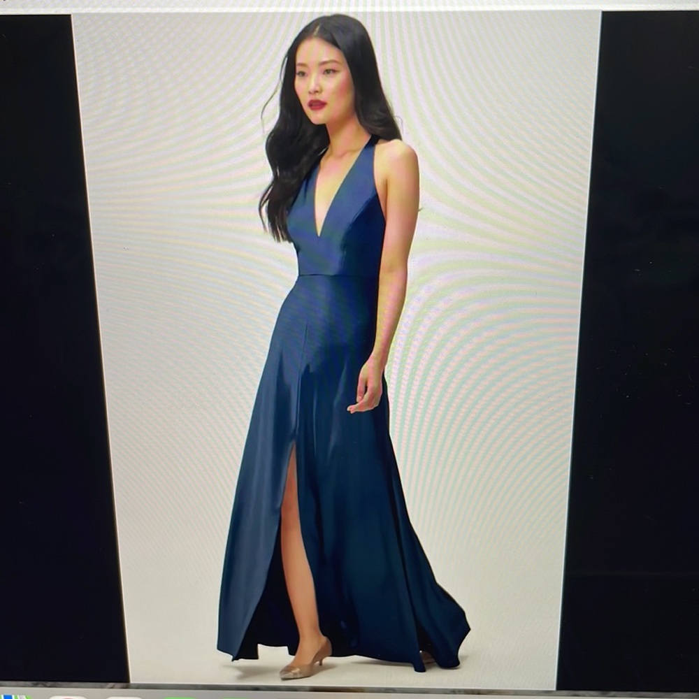 Jenny Yoo Corinne Satin Back Crepe Bridesmaid dress in French Blue US2